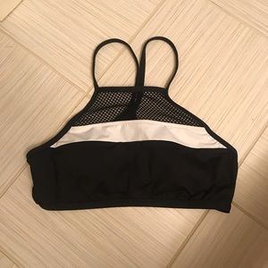 Black/White Mesh Halter Bikini Top